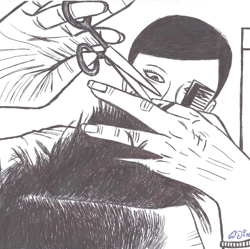 Home decor Art PRINT on paper "Haircut"